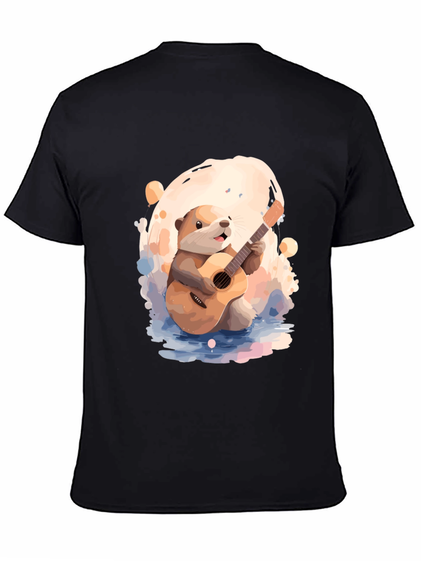 Otter Guitar Player Black T-Shirt