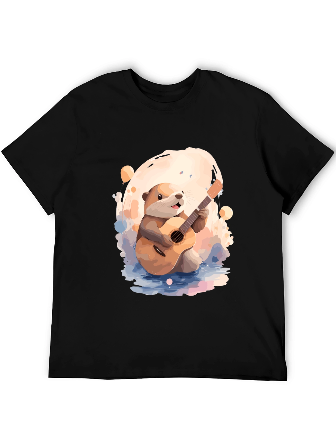 Otter Guitar Player Black T-Shirt