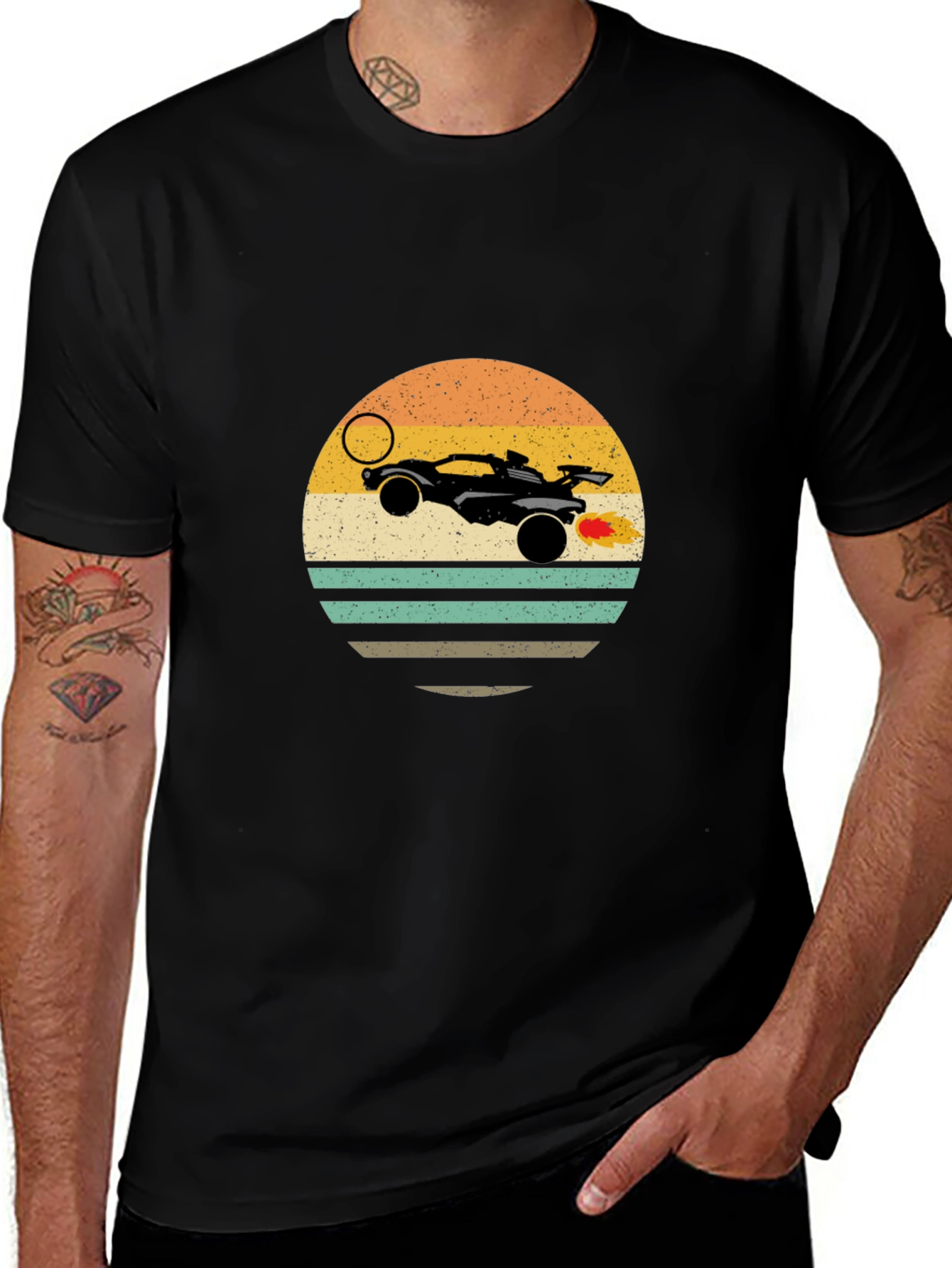 Retro Rocket League Car T-Shirt - Black