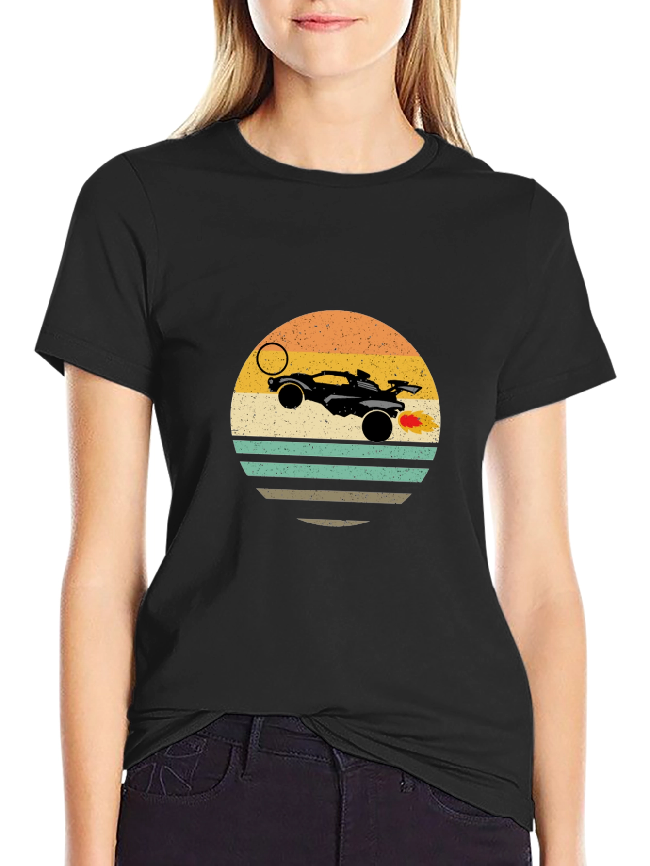 Retro Rocket League Car T-Shirt - Black
