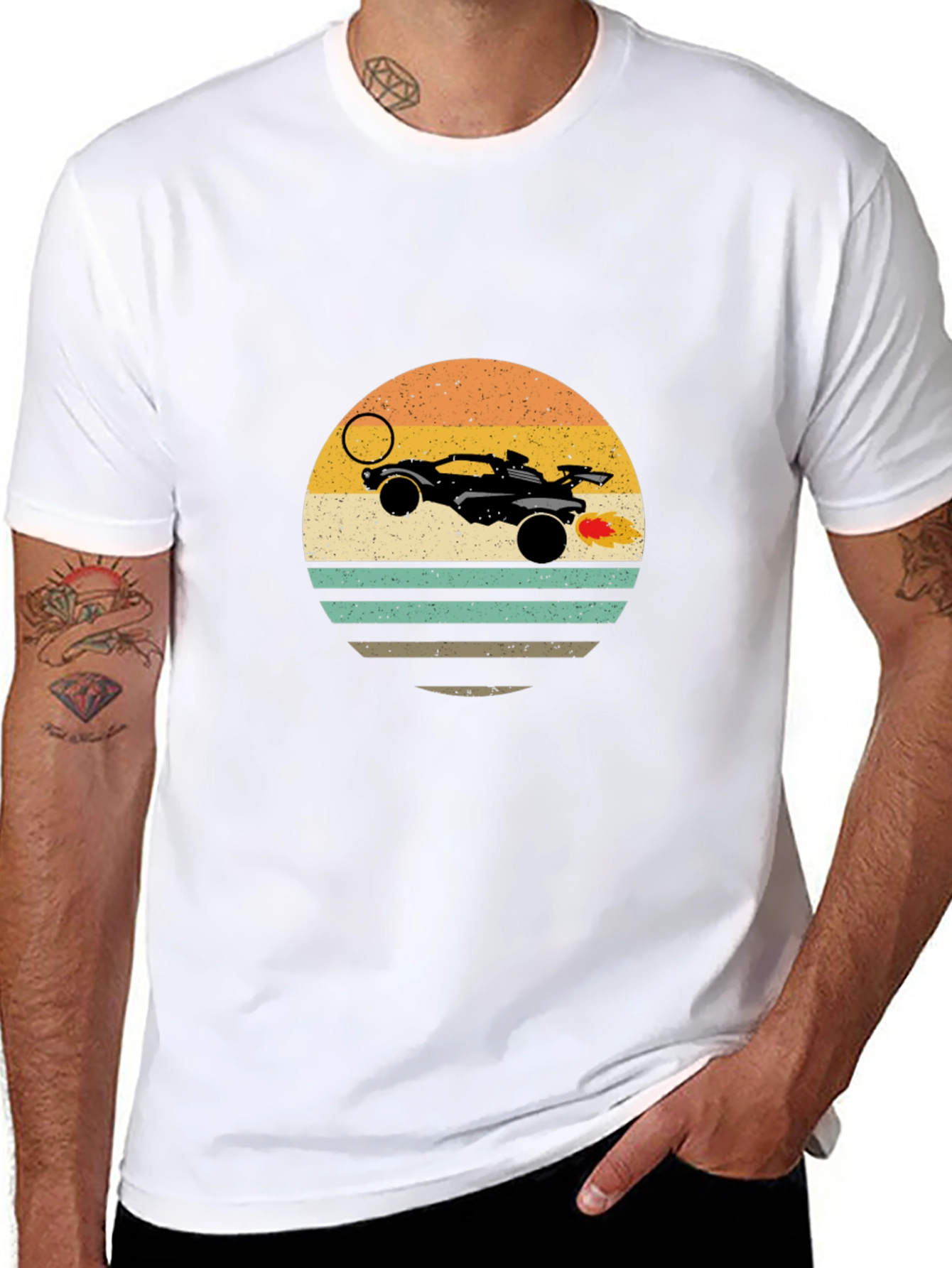Retro Rocket League Car T-Shirt - Black