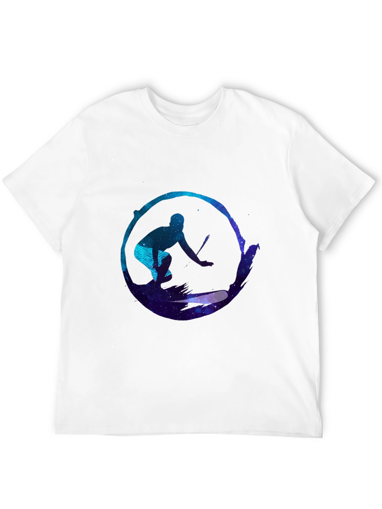 Surfer Galaxy Graphic Black T-Shirt
