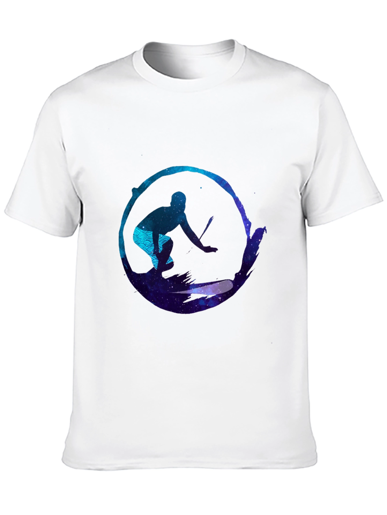 Surfer Galaxy Graphic Black T-Shirt