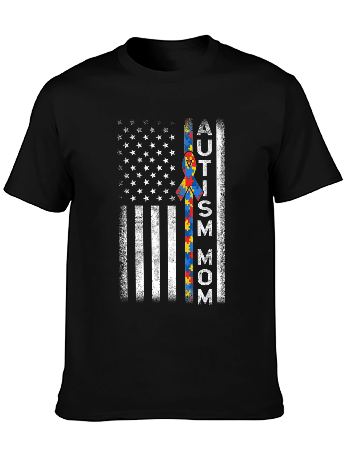 Autism Mom American Flag Graphic T-Shirt