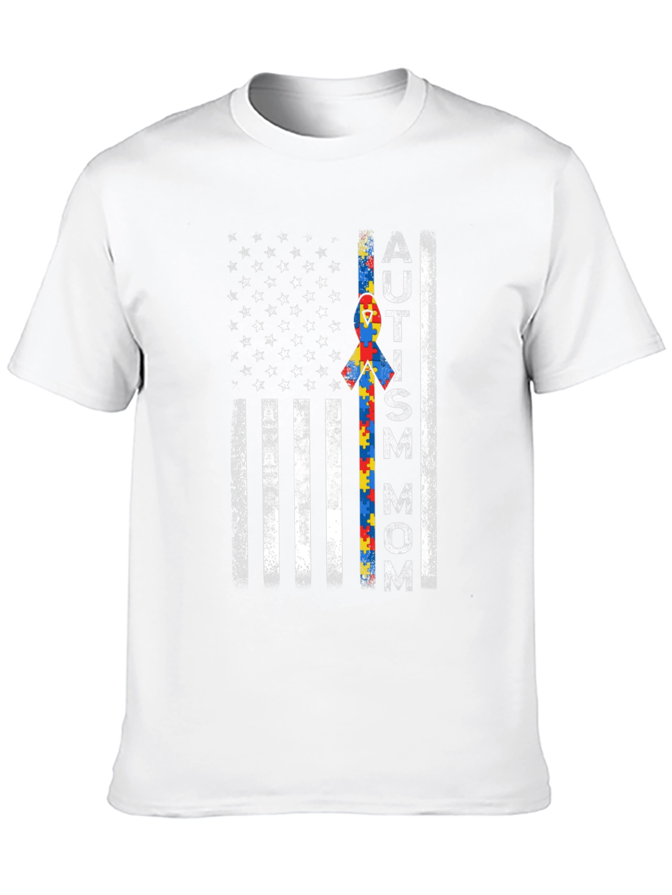 Autism Mom American Flag Graphic T-Shirt