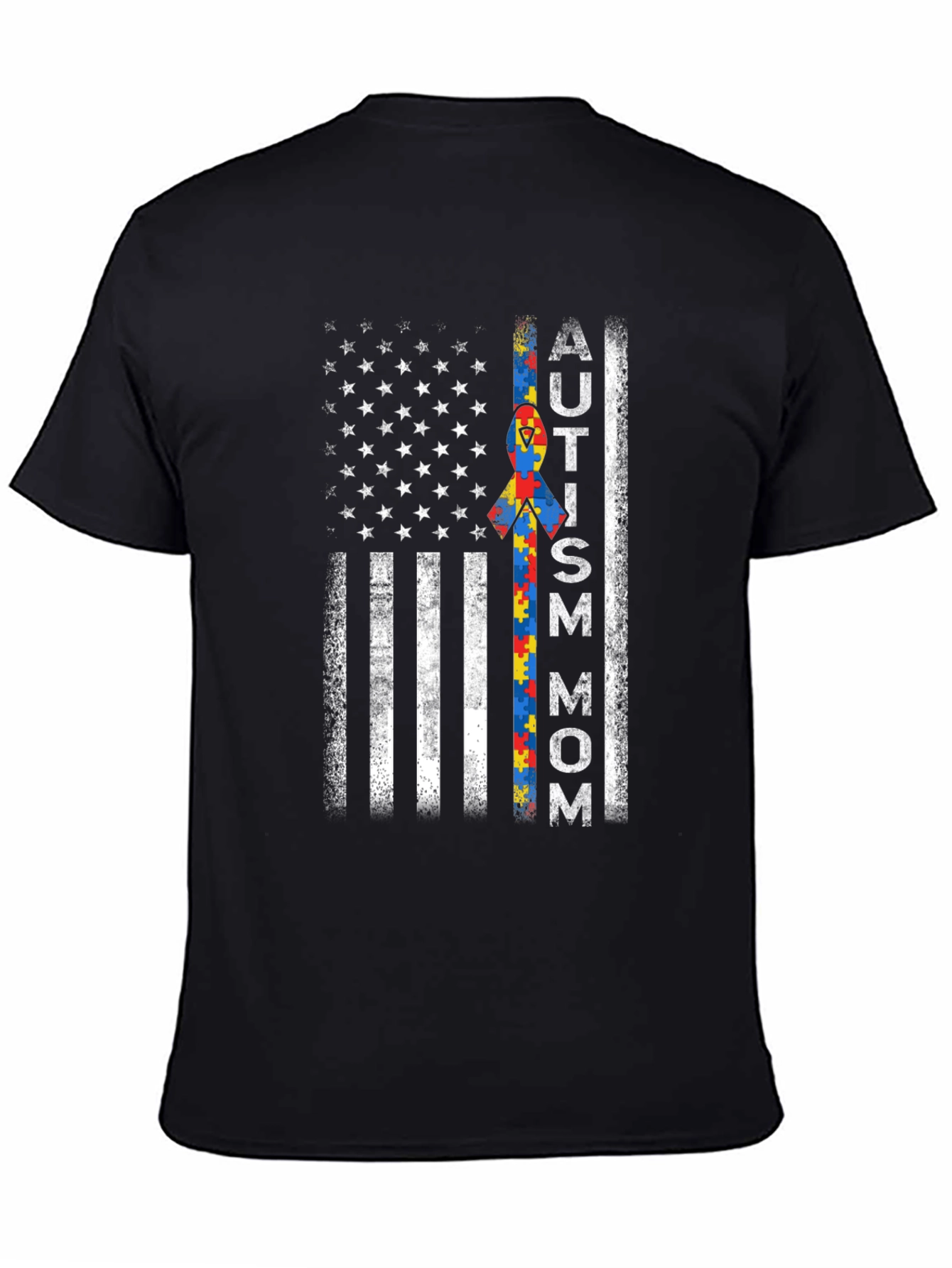 Autism Mom American Flag Graphic T-Shirt
