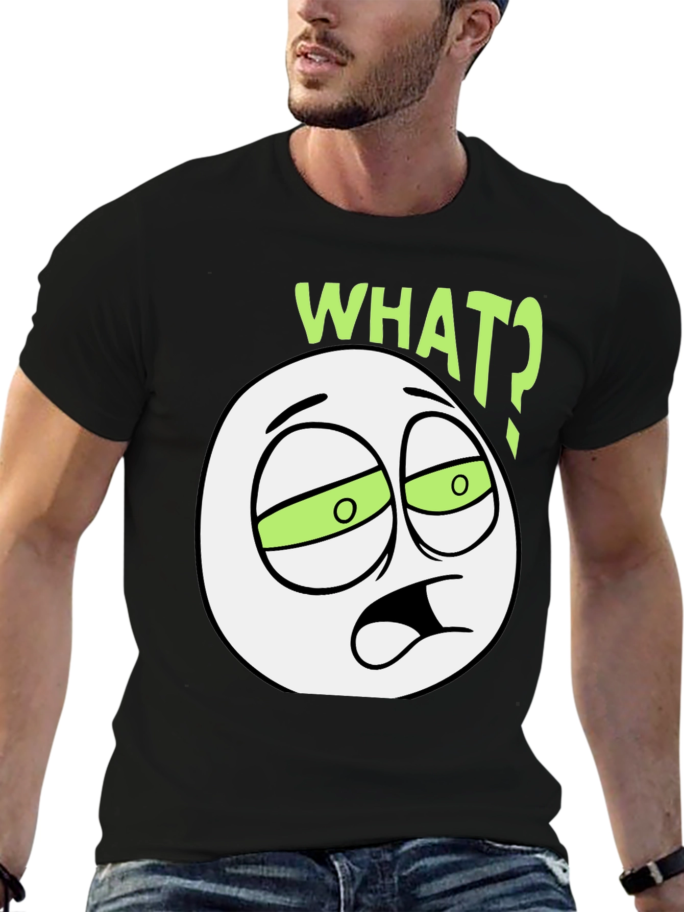 WTF Emoticon Black T-Shirt
