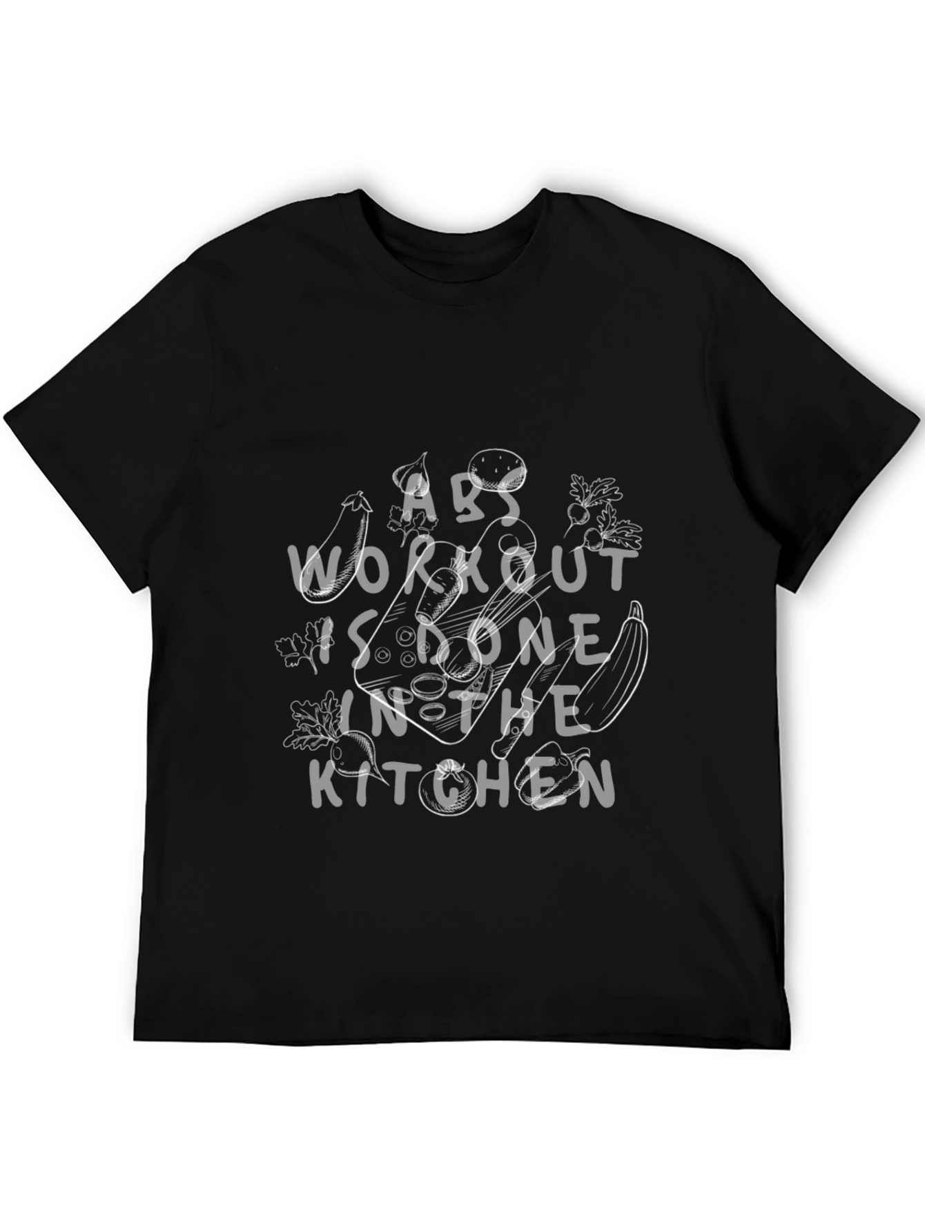 Abs Workout Kitchen Black Graphic Tee
