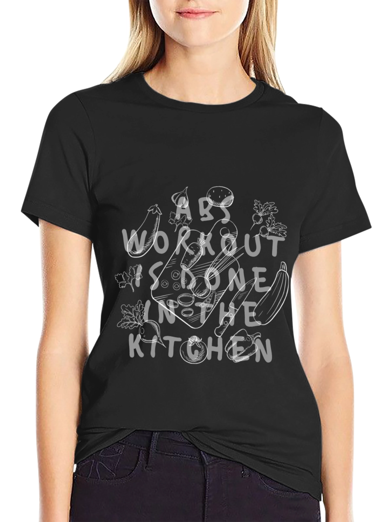 Abs Workout Kitchen Black Graphic Tee