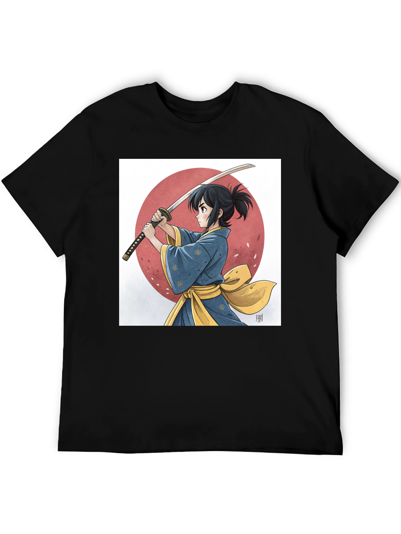 Anime Samurai Graphic Black Tee