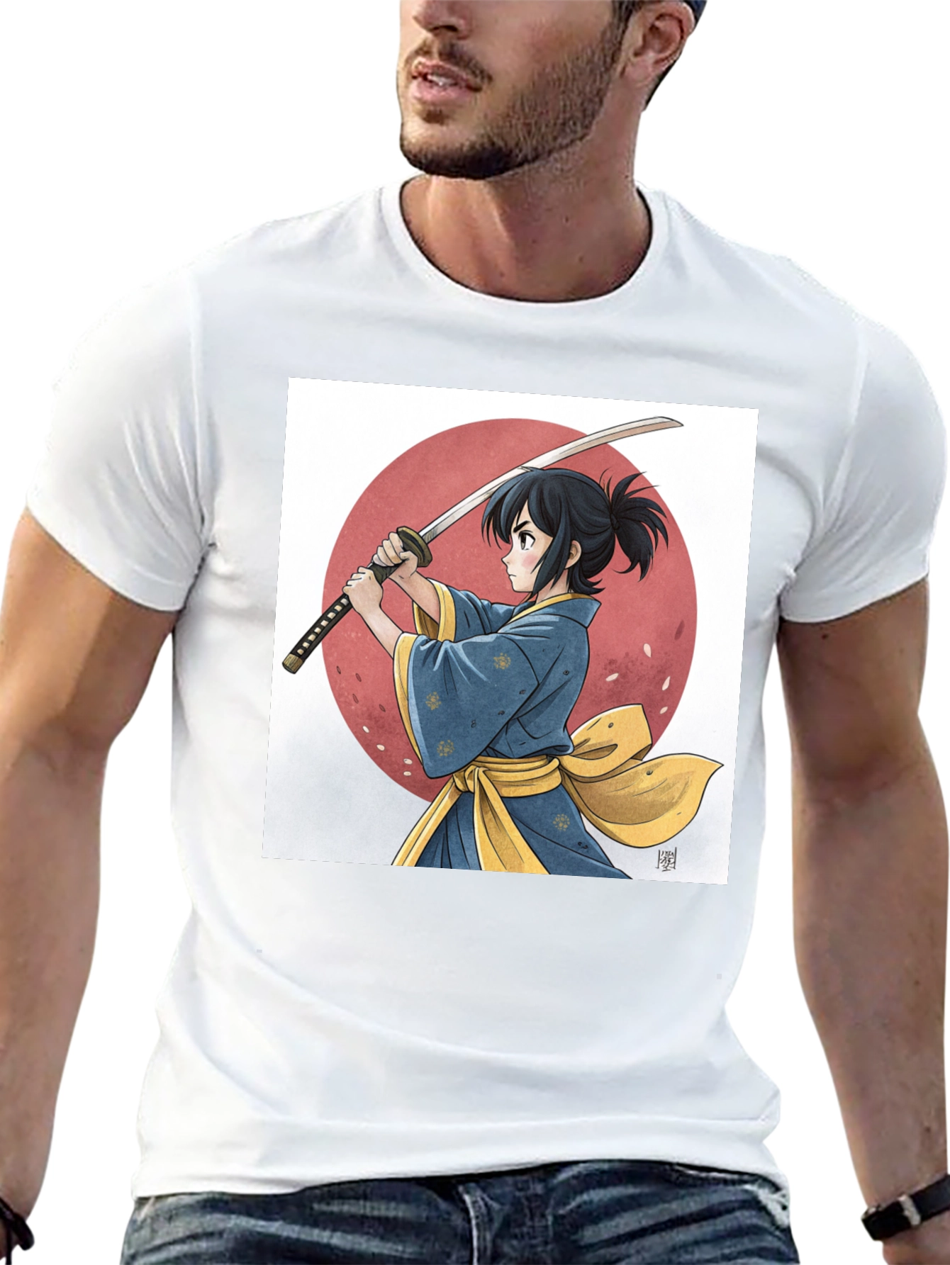 Anime Samurai Graphic Black Tee