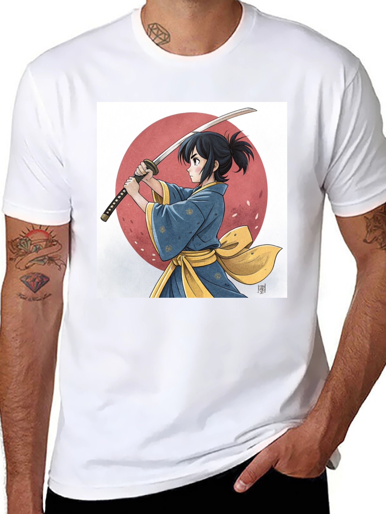 Anime Samurai Graphic Black Tee