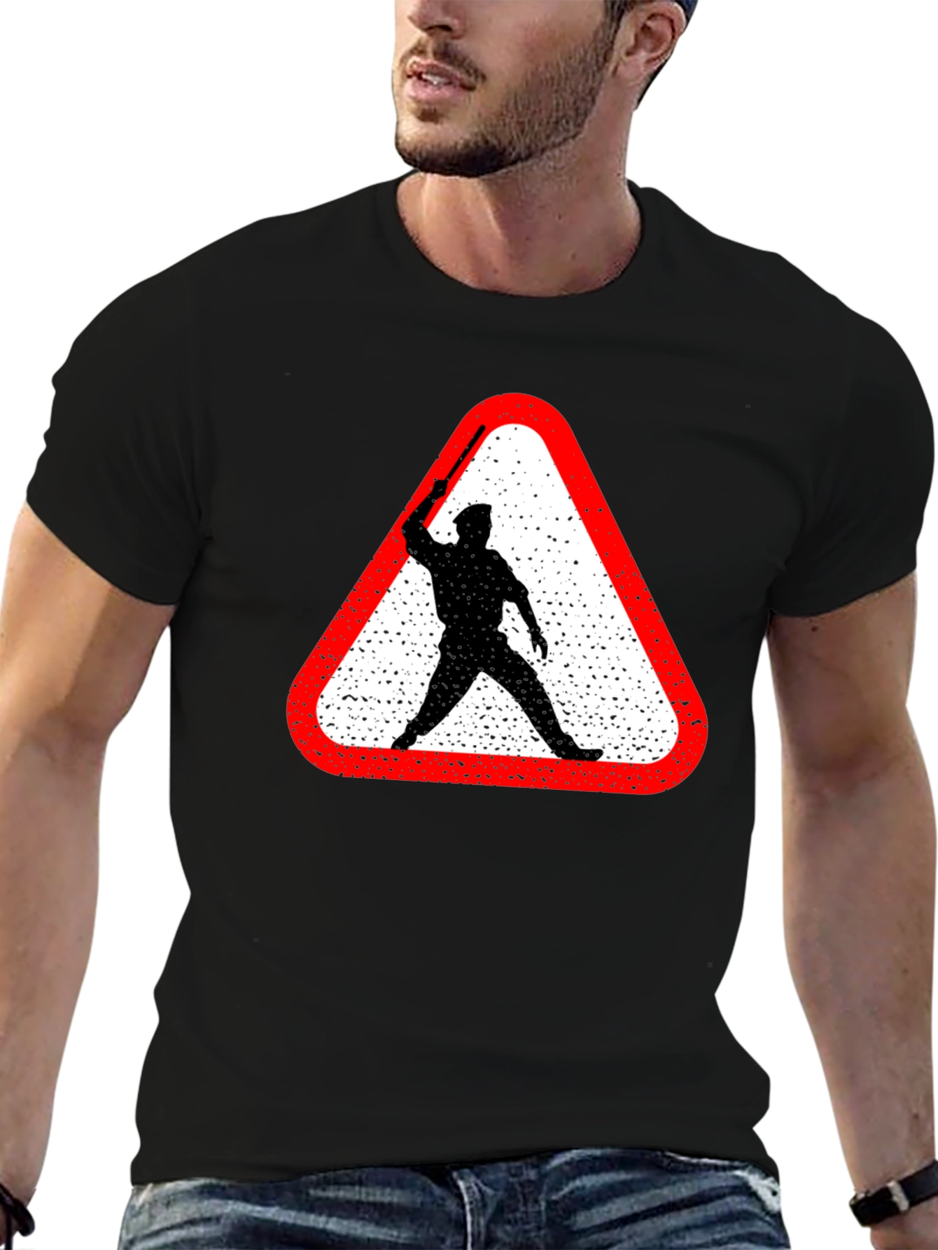 Warning Sign Graphic Tee - Black