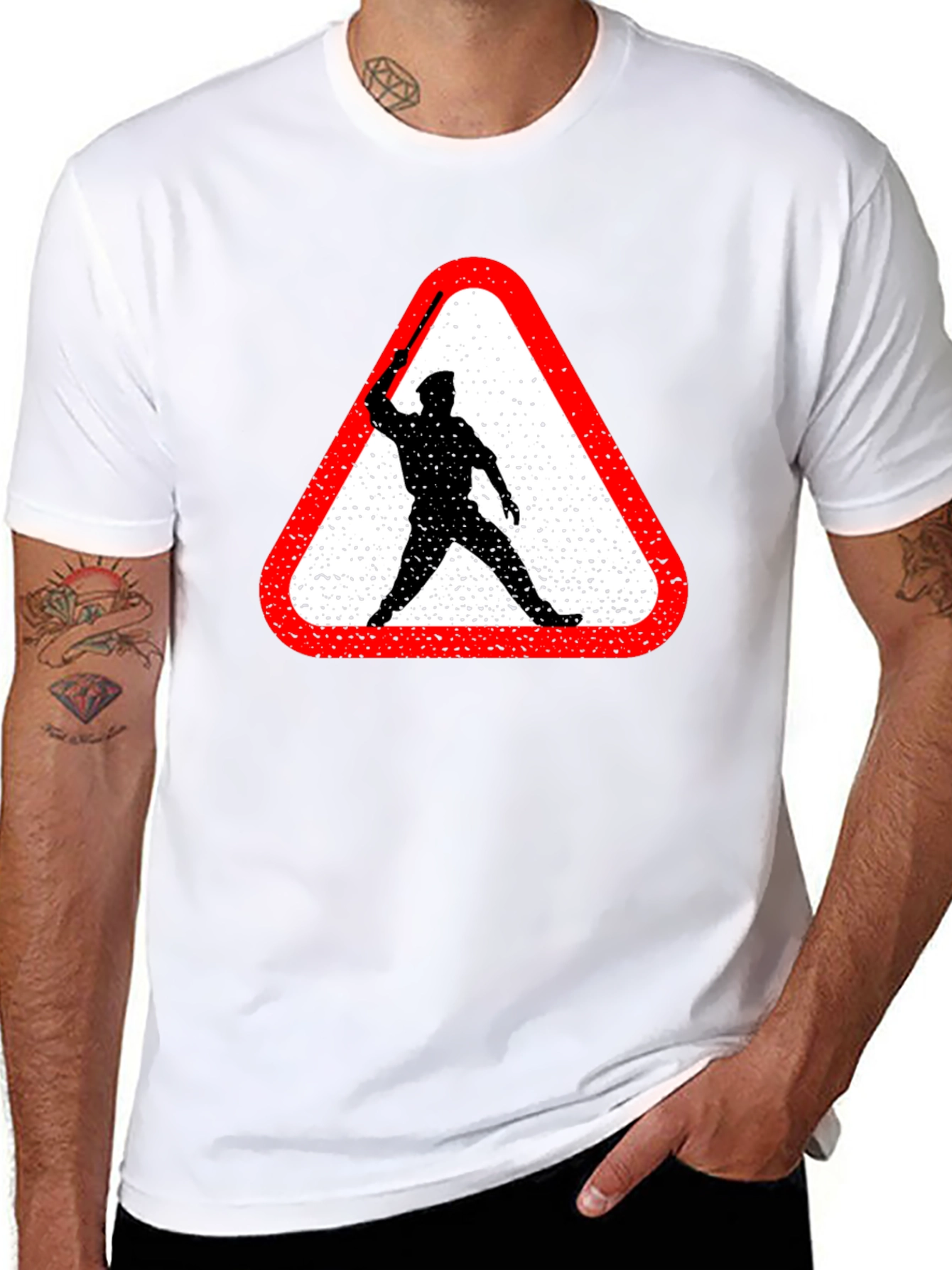 Warning Sign Graphic Tee - Black