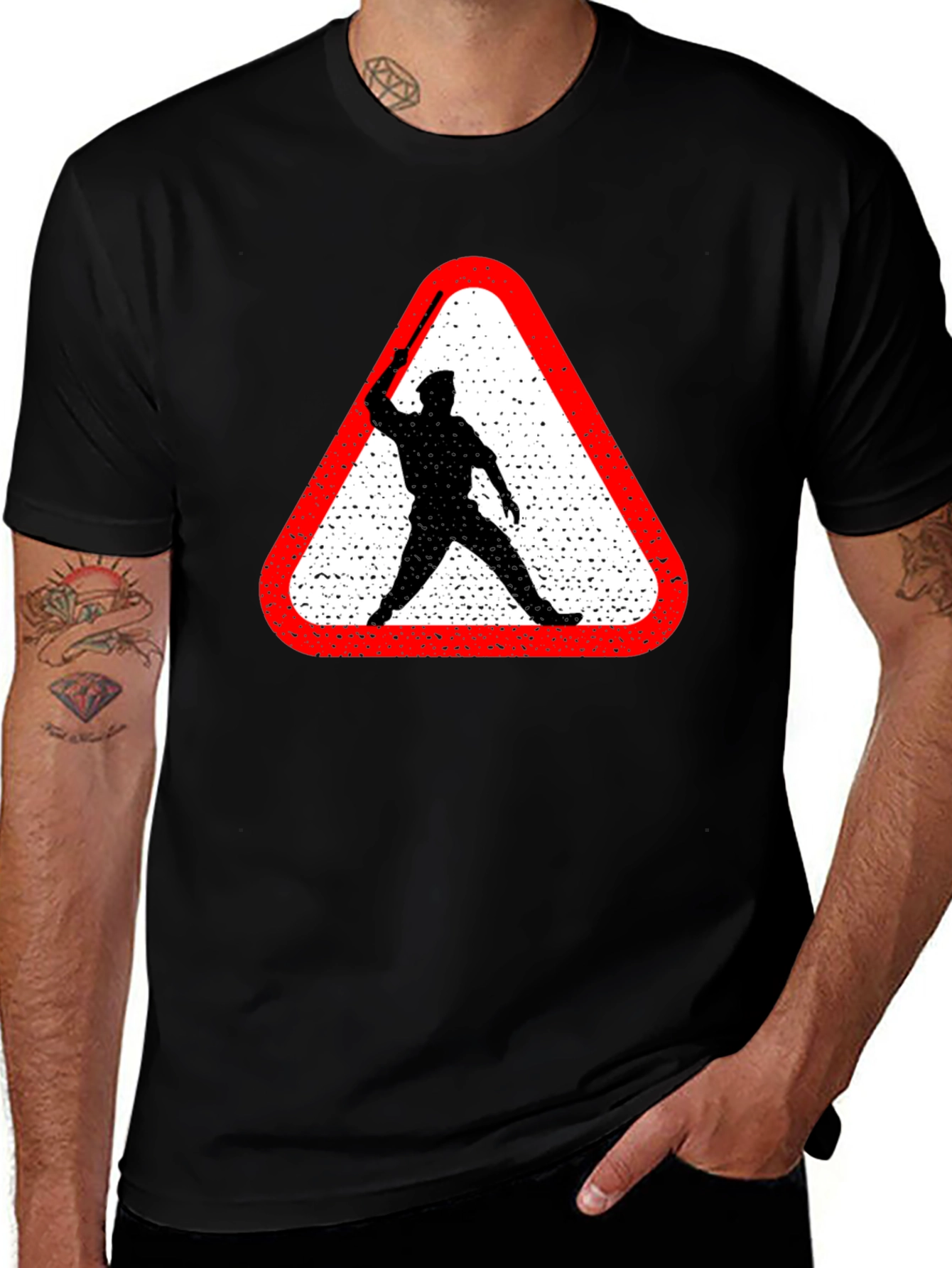Warning Sign Graphic Tee - Black