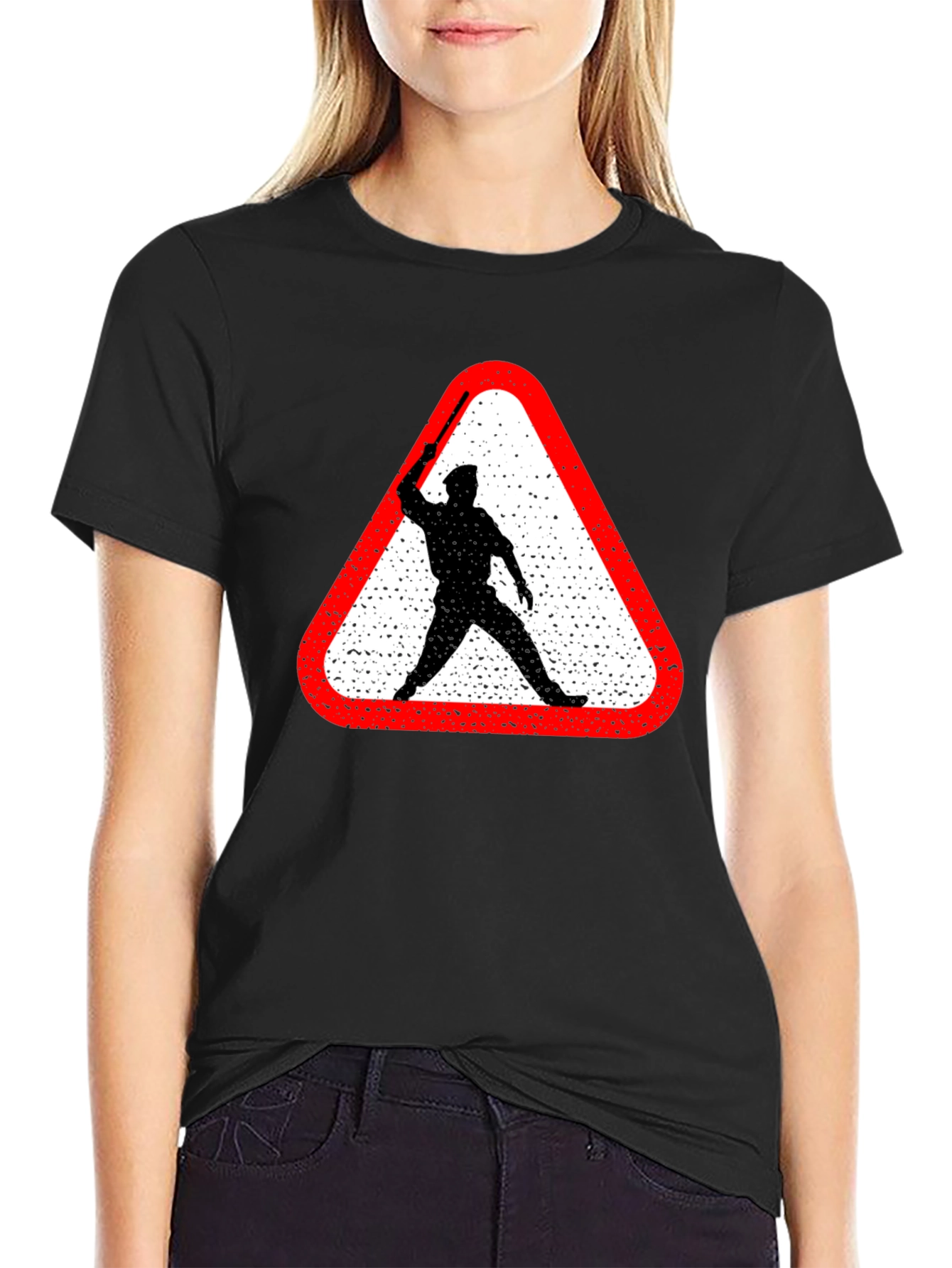 Warning Sign Graphic Tee - Black
