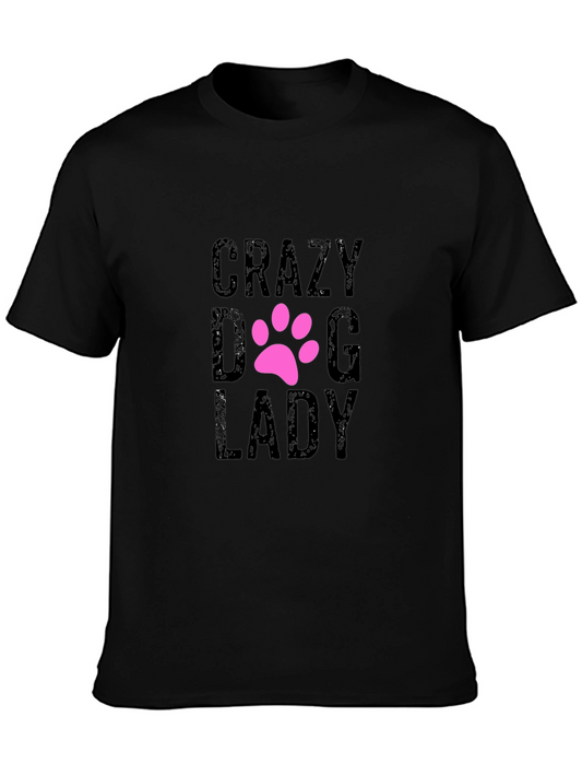 Crazy Dog Lady Graphic Tee - Black Cotton T-Shirt