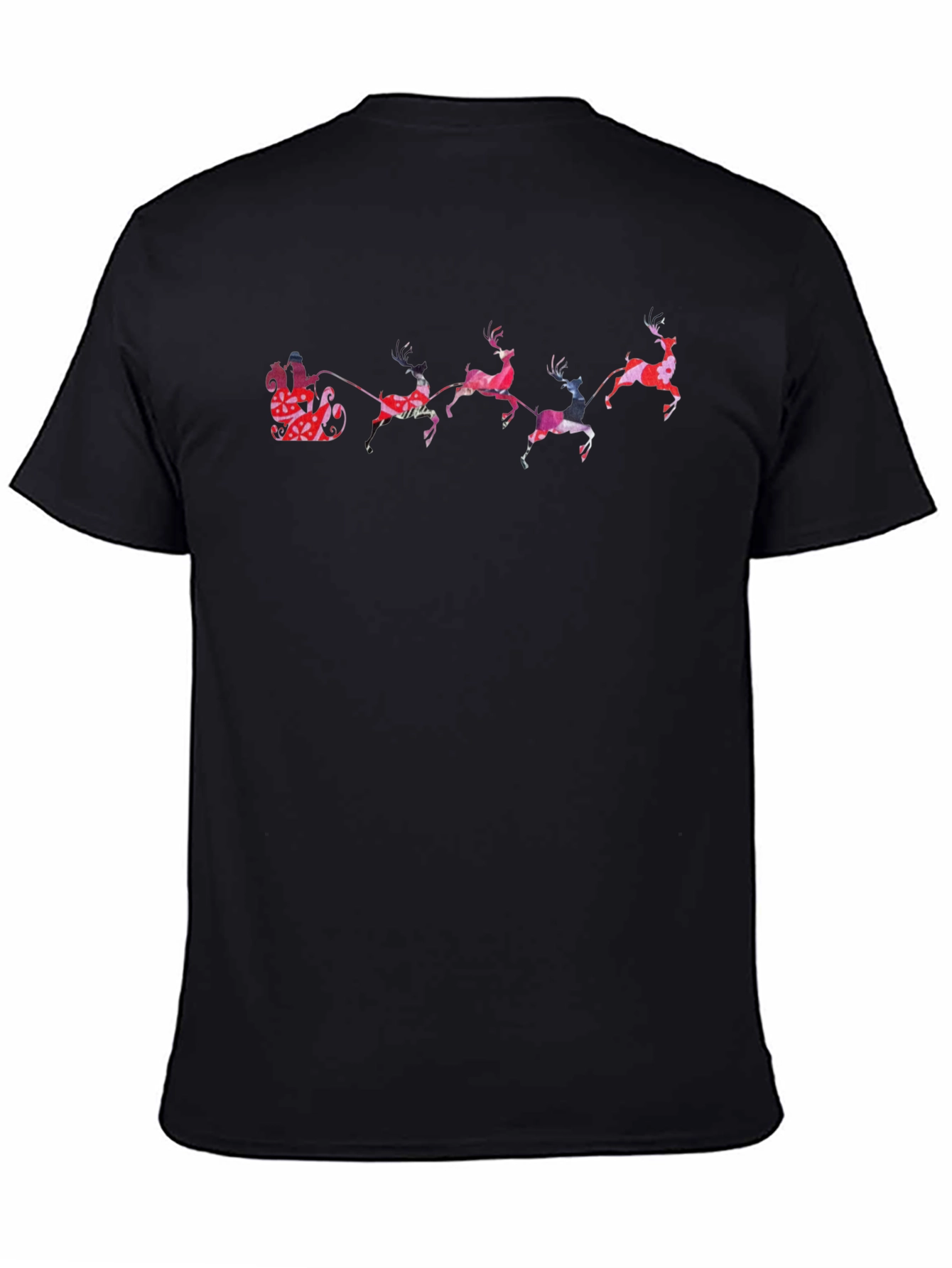 Festive Reindeer Santa Sleigh Graphic Tee