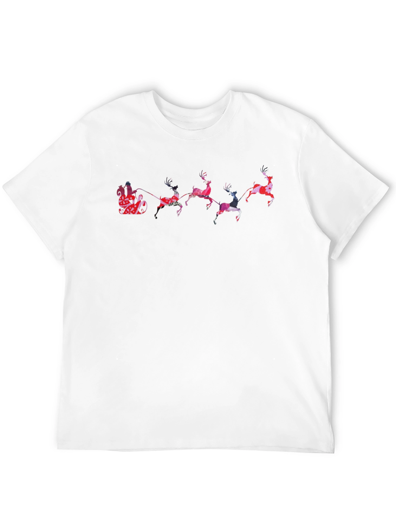 Festive Reindeer Santa Sleigh Graphic Tee