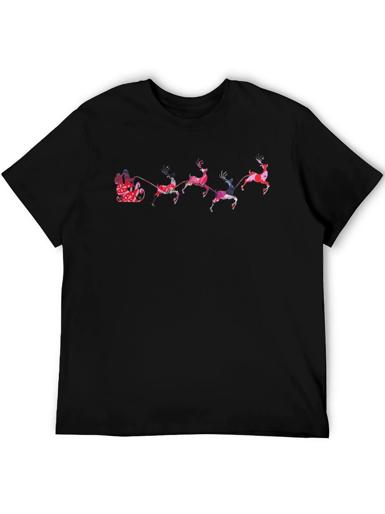 Festive Reindeer Santa Sleigh Graphic Tee