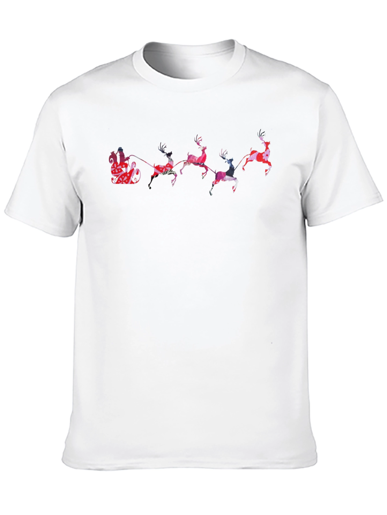 Festive Reindeer Santa Sleigh Graphic Tee