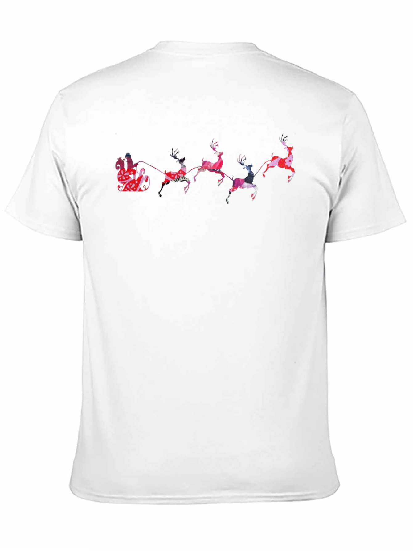 Festive Reindeer Santa Sleigh Graphic Tee