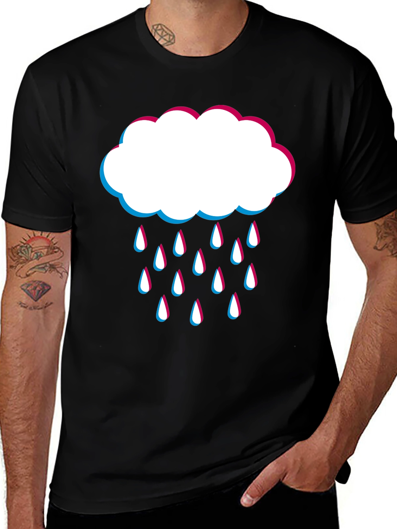 Rain Cloud Graphic Tee - Black Cotton Blend