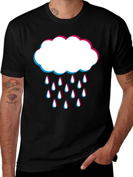 Rain Cloud Graphic Tee - Black Cotton Blend