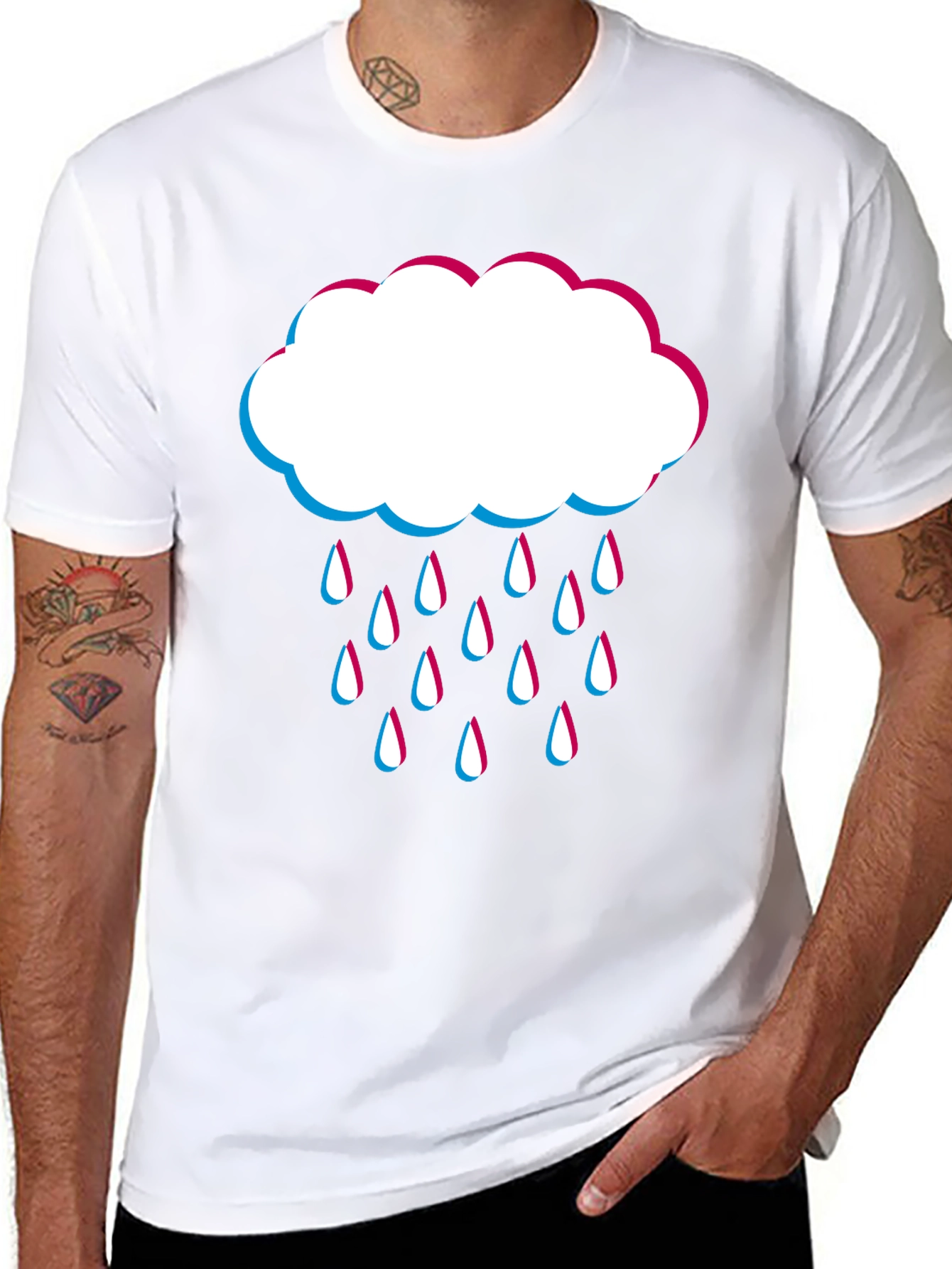 Rain Cloud Graphic Tee - Black Cotton Blend