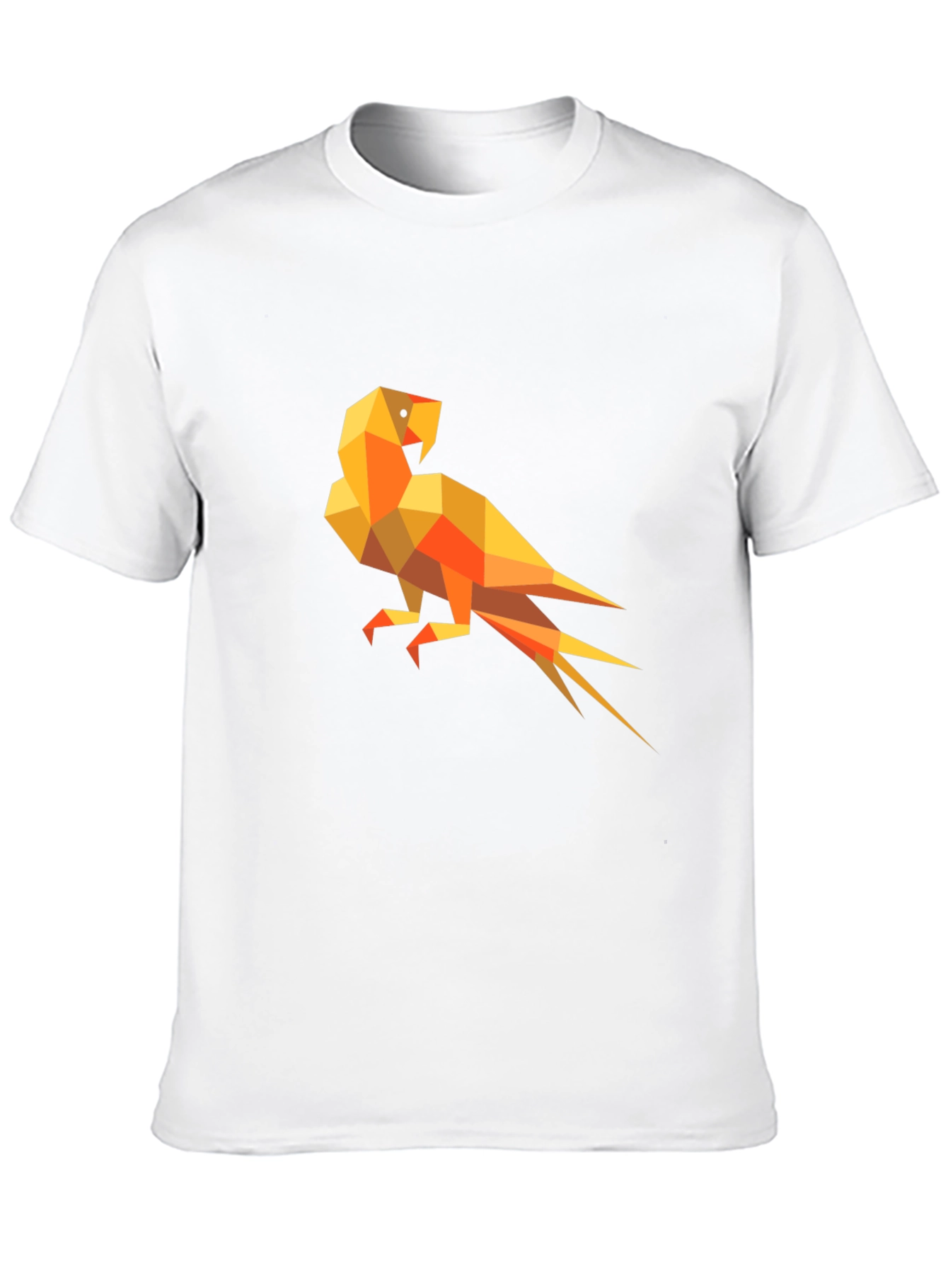 Geometric Parrot Graphic Tee - Modern Mens Black T-Shirt