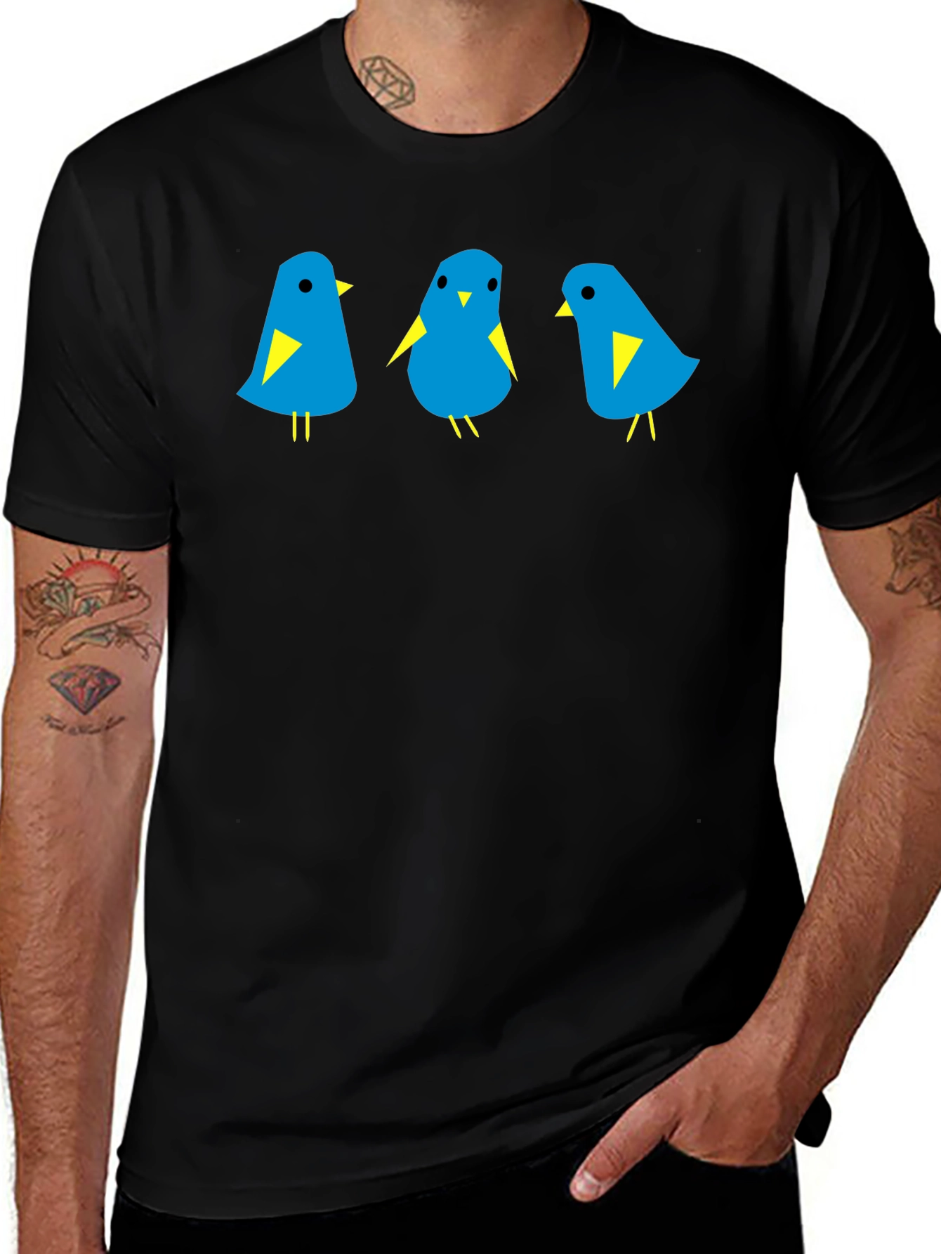 Blue Bird Trio Graphic Tee - Mens Black T-Shirt