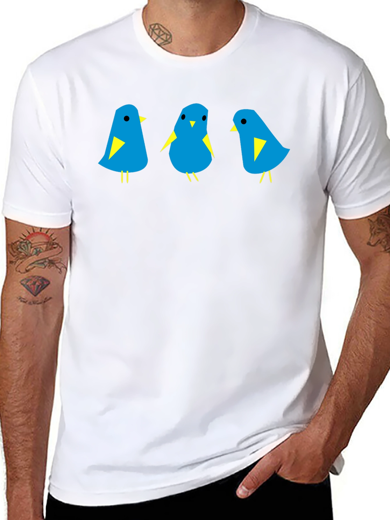 Blue Bird Trio Graphic Tee - Mens Black T-Shirt