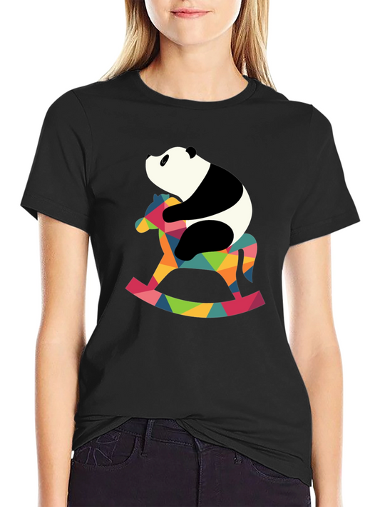 Panda Rocking Horse Graphic T-Shirt