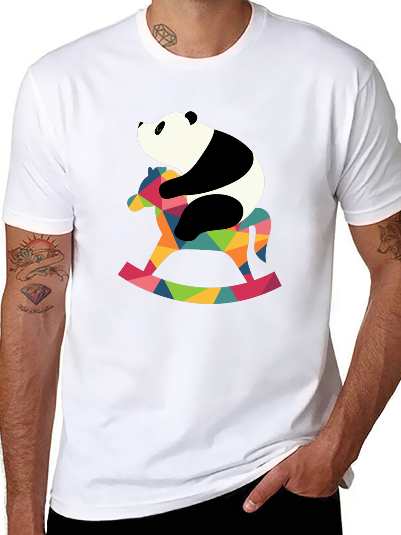 Panda Rocking Horse Graphic T-Shirt