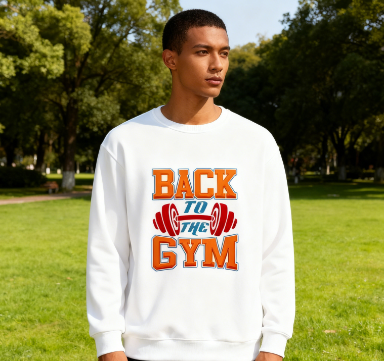 Bold Gym-Inspired Dumbbell Print Sweatshirt