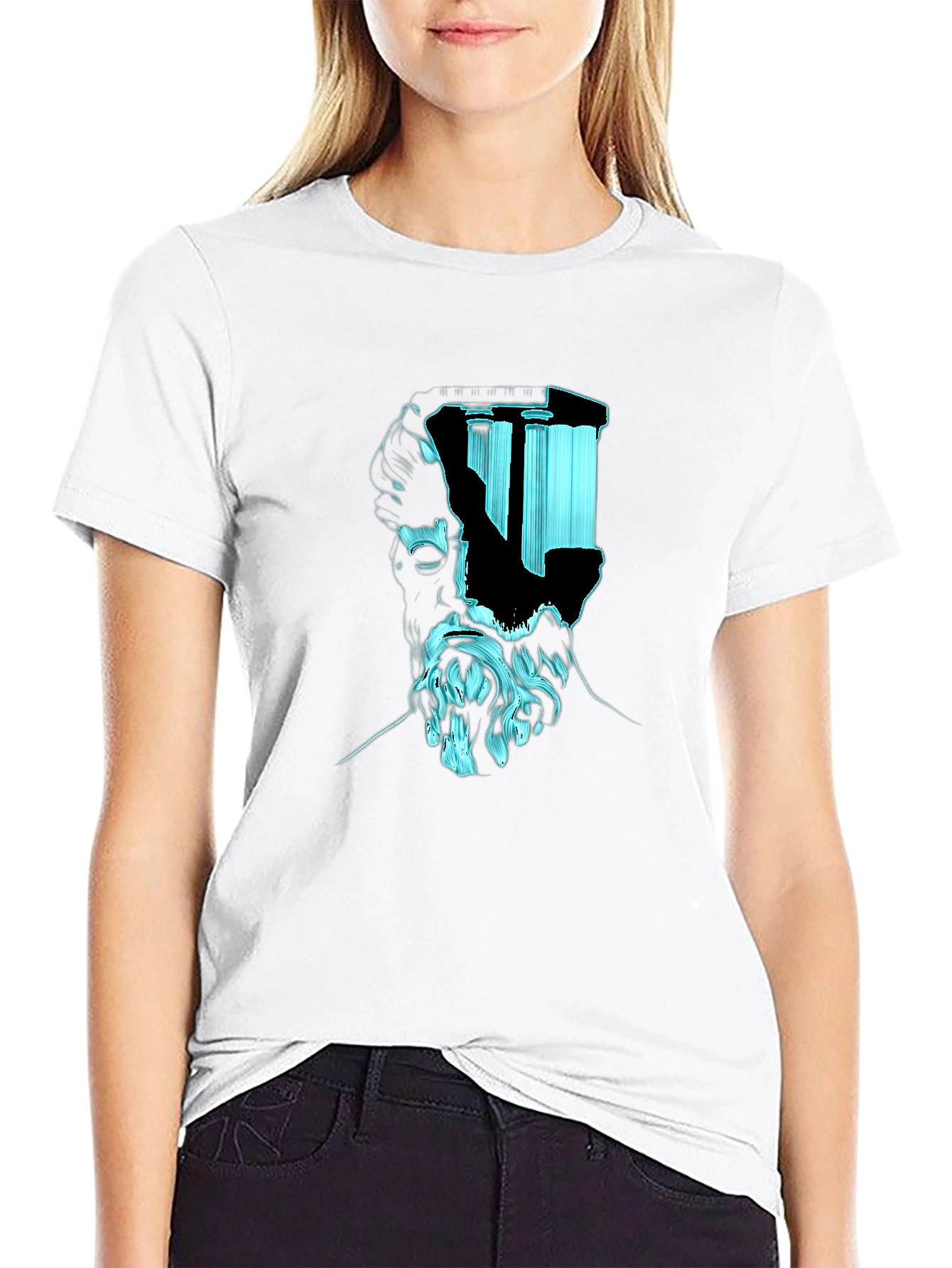 Philosopher Statue Head Graphic T-Shirt