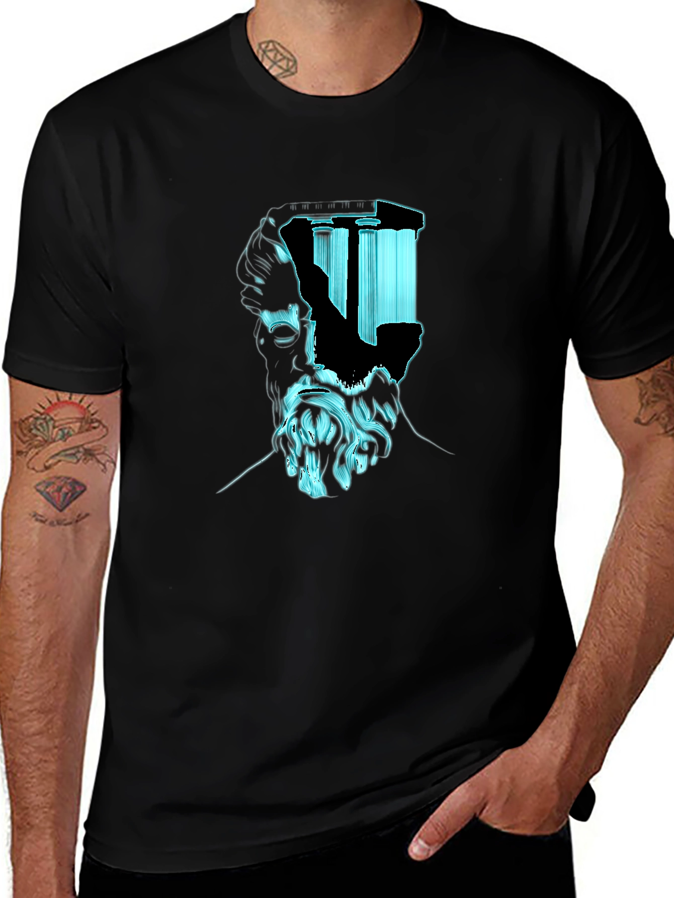 Philosopher Statue Head Graphic T-Shirt