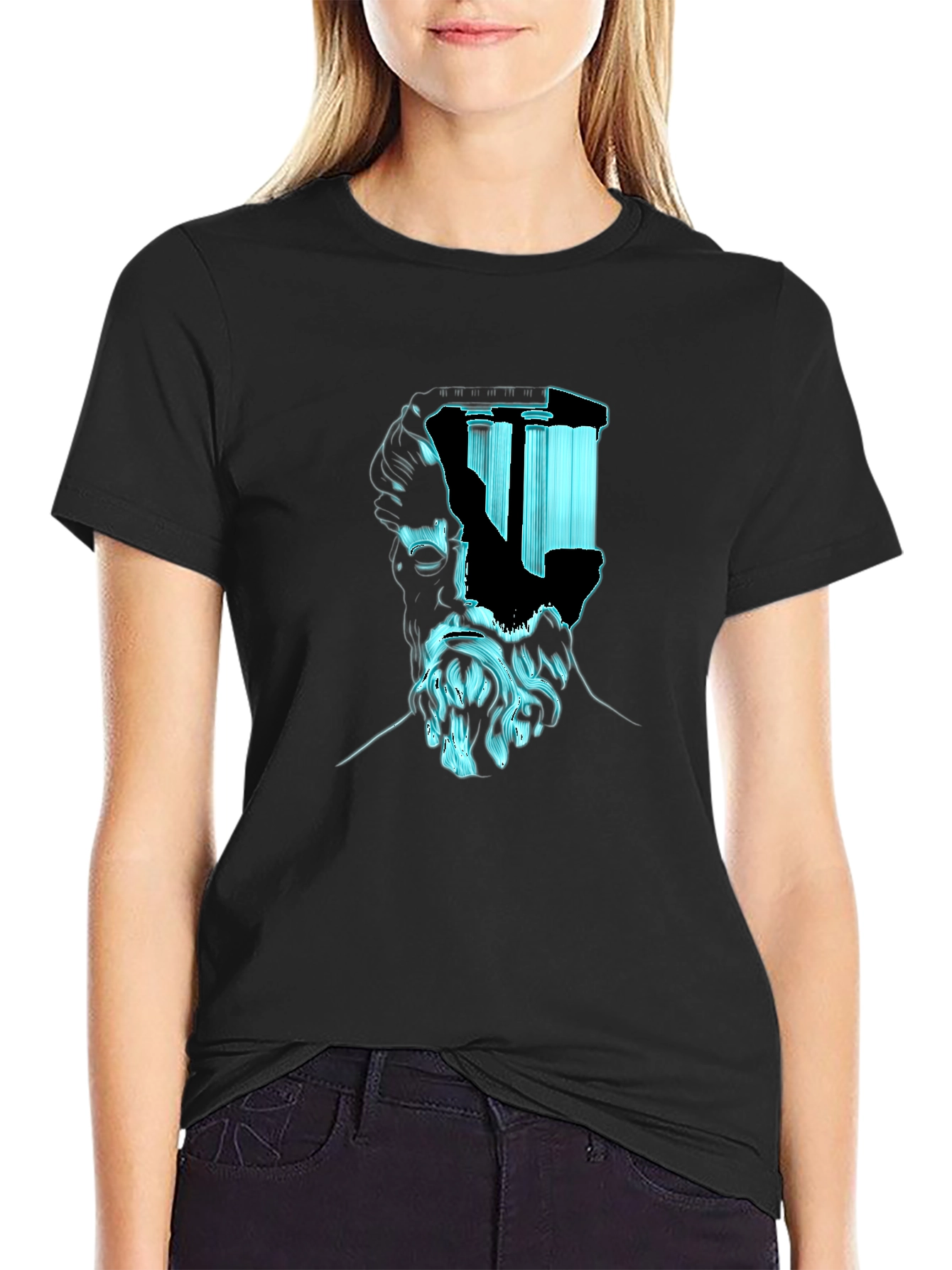 Philosopher Statue Head Graphic T-Shirt