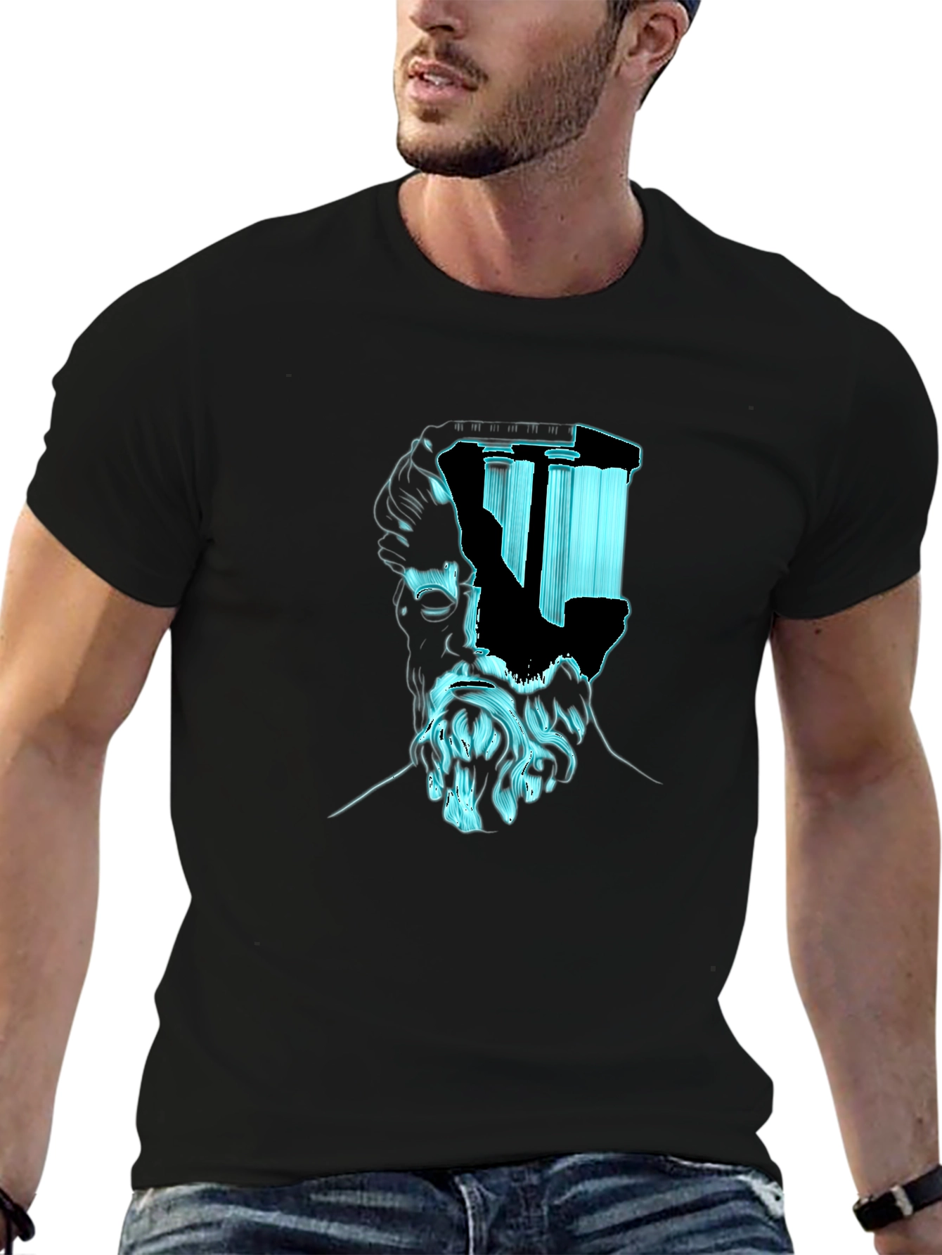 Philosopher Statue Head Graphic T-Shirt