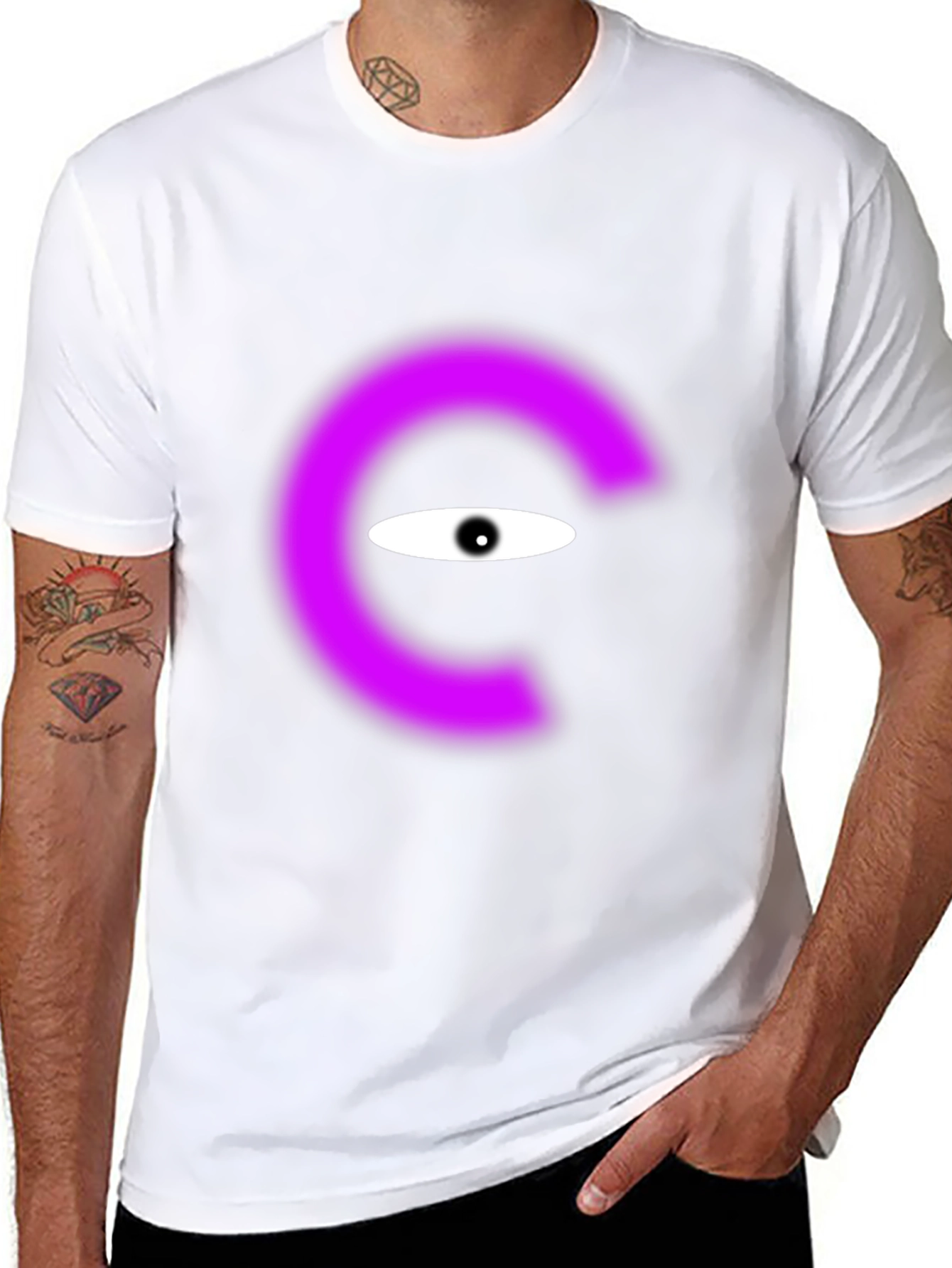 Mystic Eye Graphic Tee - Unique Purple Circle Design