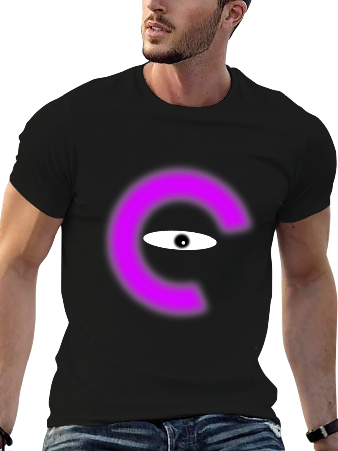 Mystic Eye Graphic Tee - Unique Purple Circle Design
