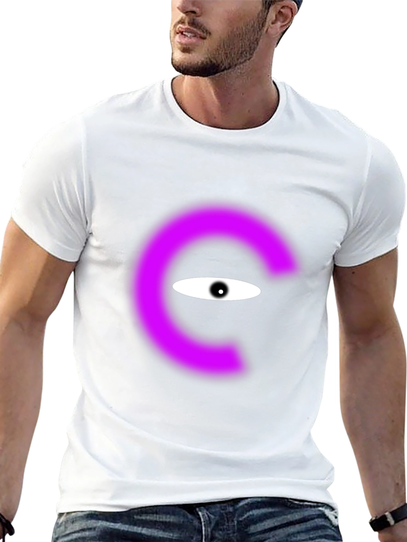Mystic Eye Graphic Tee - Unique Purple Circle Design