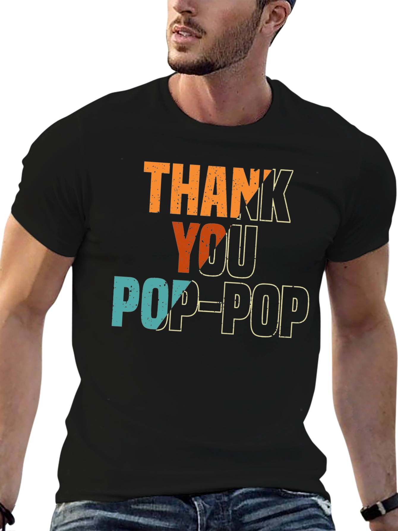 Thank You Pop-Pop T-Shirt - Black Cotton Tee