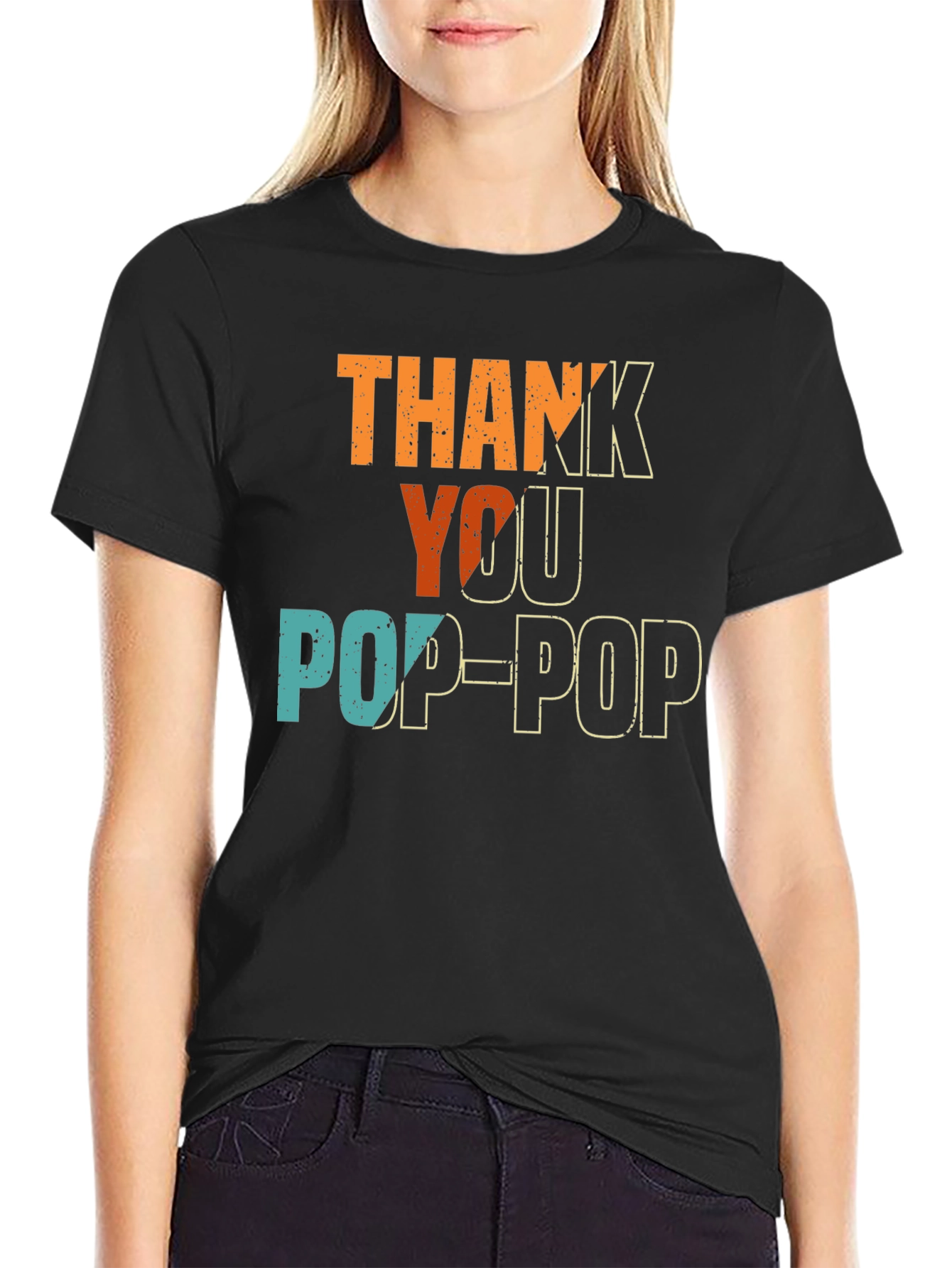 Thank You Pop-Pop T-Shirt - Black Cotton Tee