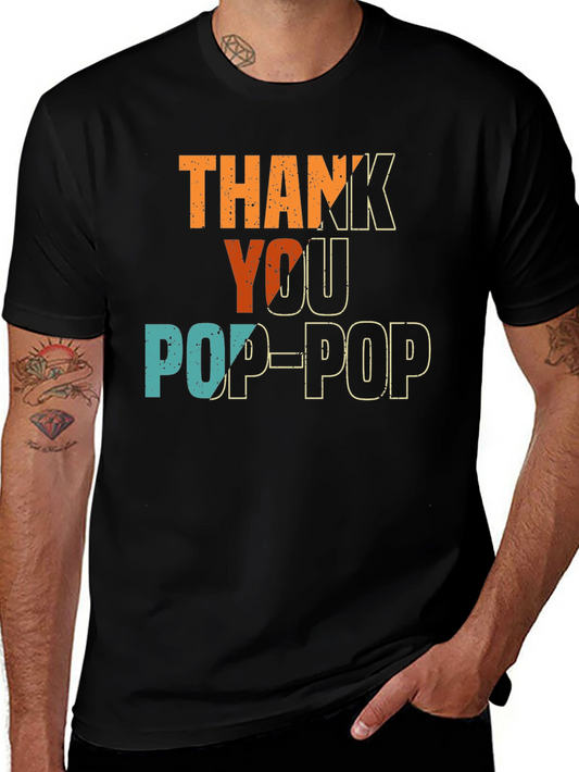 Thank You Pop-Pop T-Shirt - Black Cotton Tee
