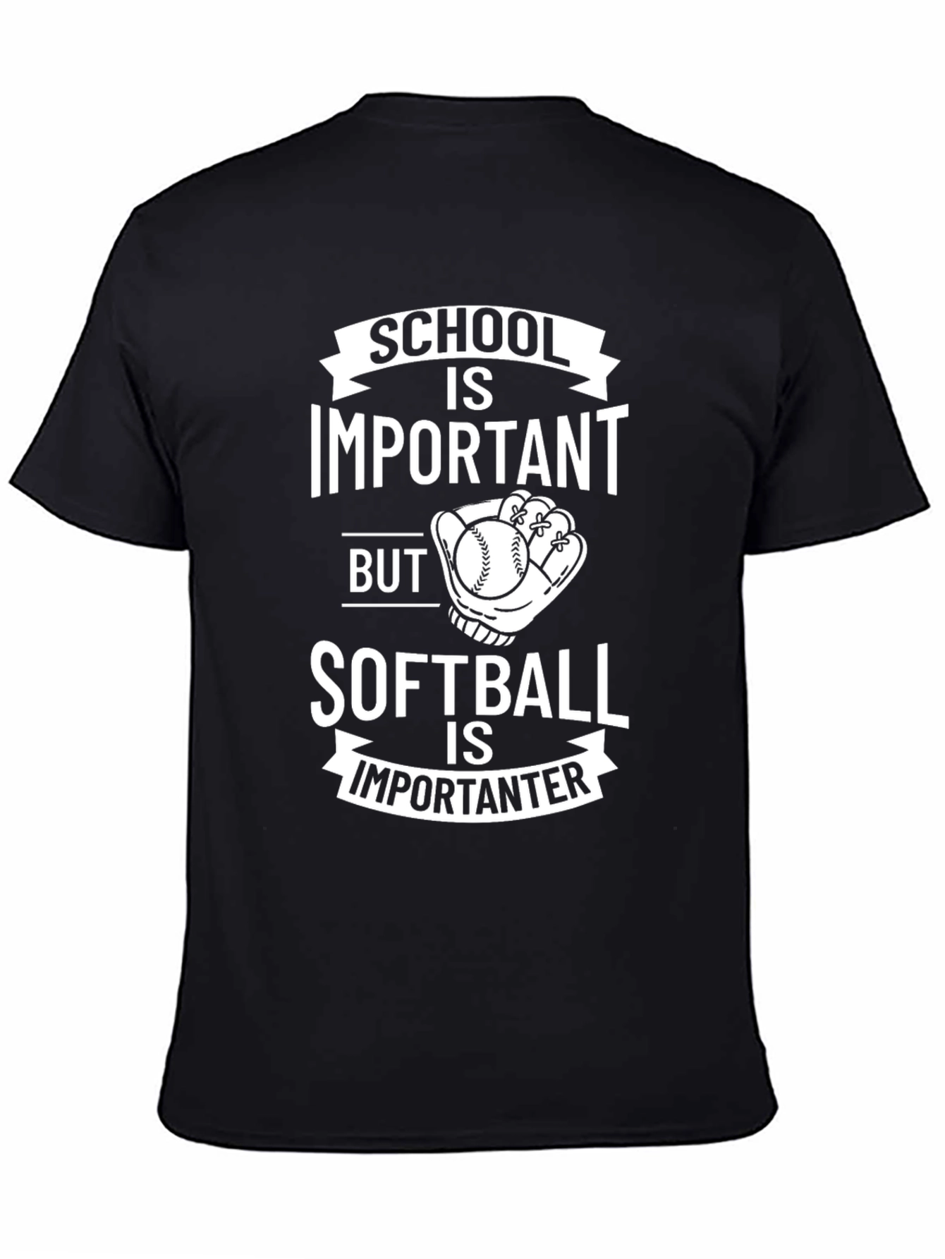 Funny Softball T-Shirt: School is Importanter