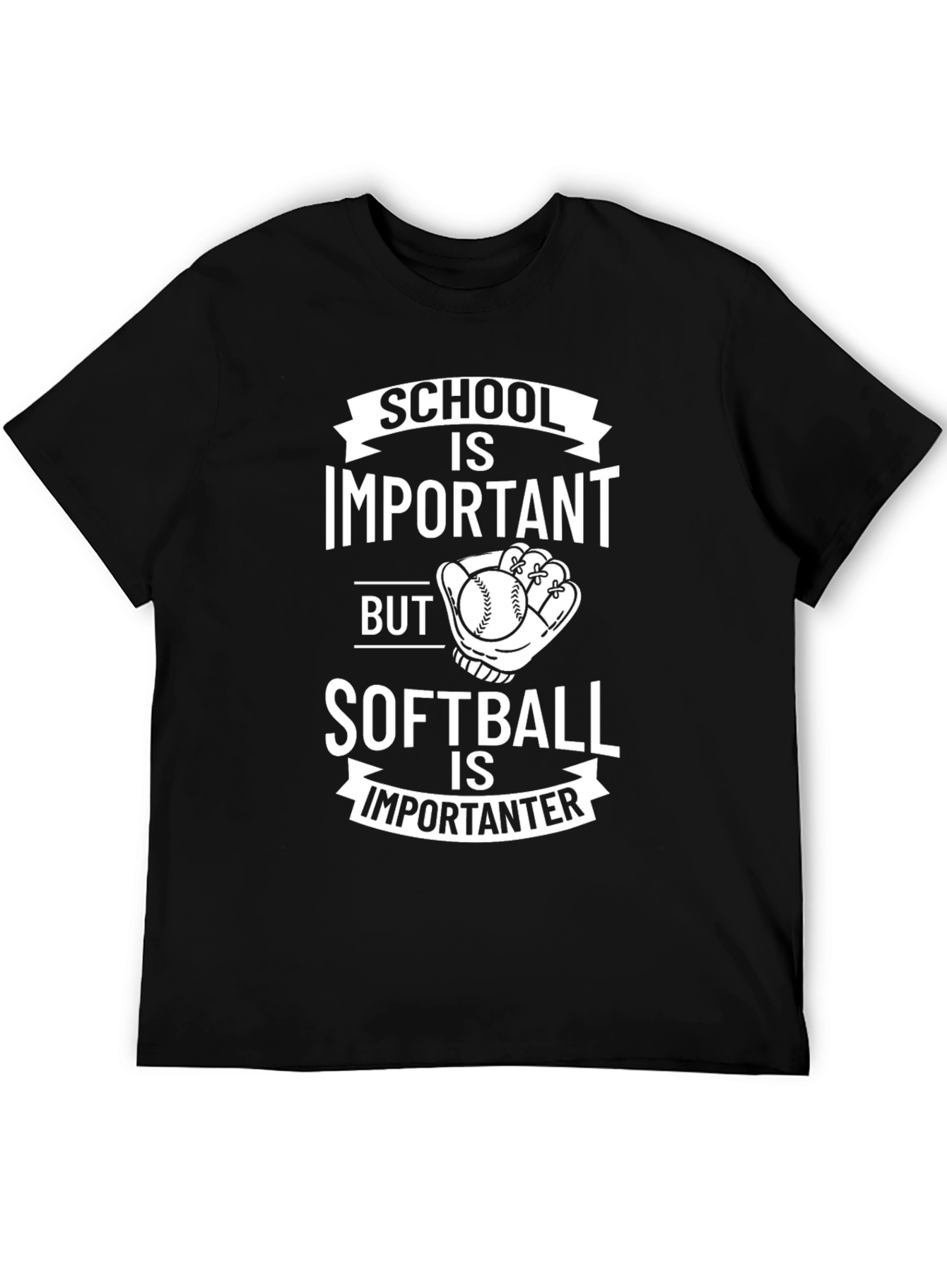 Funny Softball T-Shirt: School is Importanter