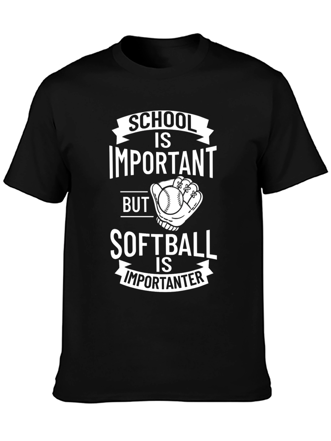 Funny Softball T-Shirt: School is Importanter
