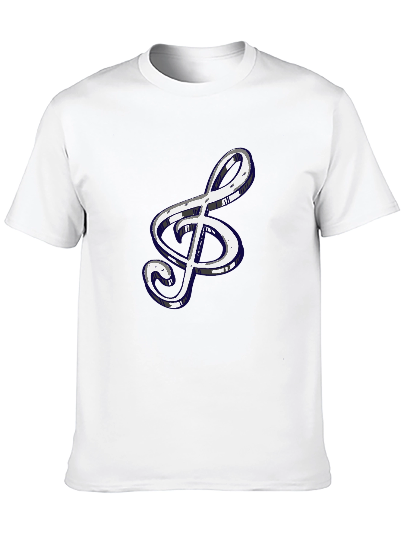 Treble Clef Graphic Tee - Black Cotton Shirt