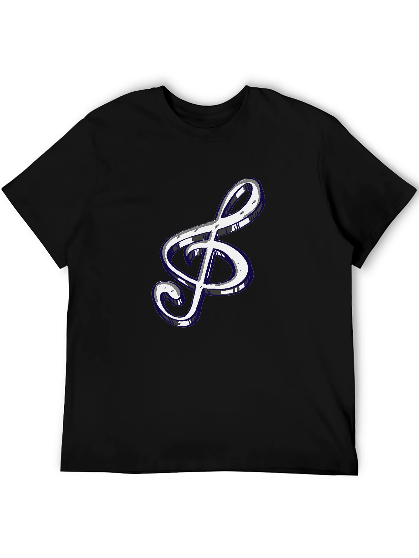 Treble Clef Graphic Tee - Black Cotton Shirt